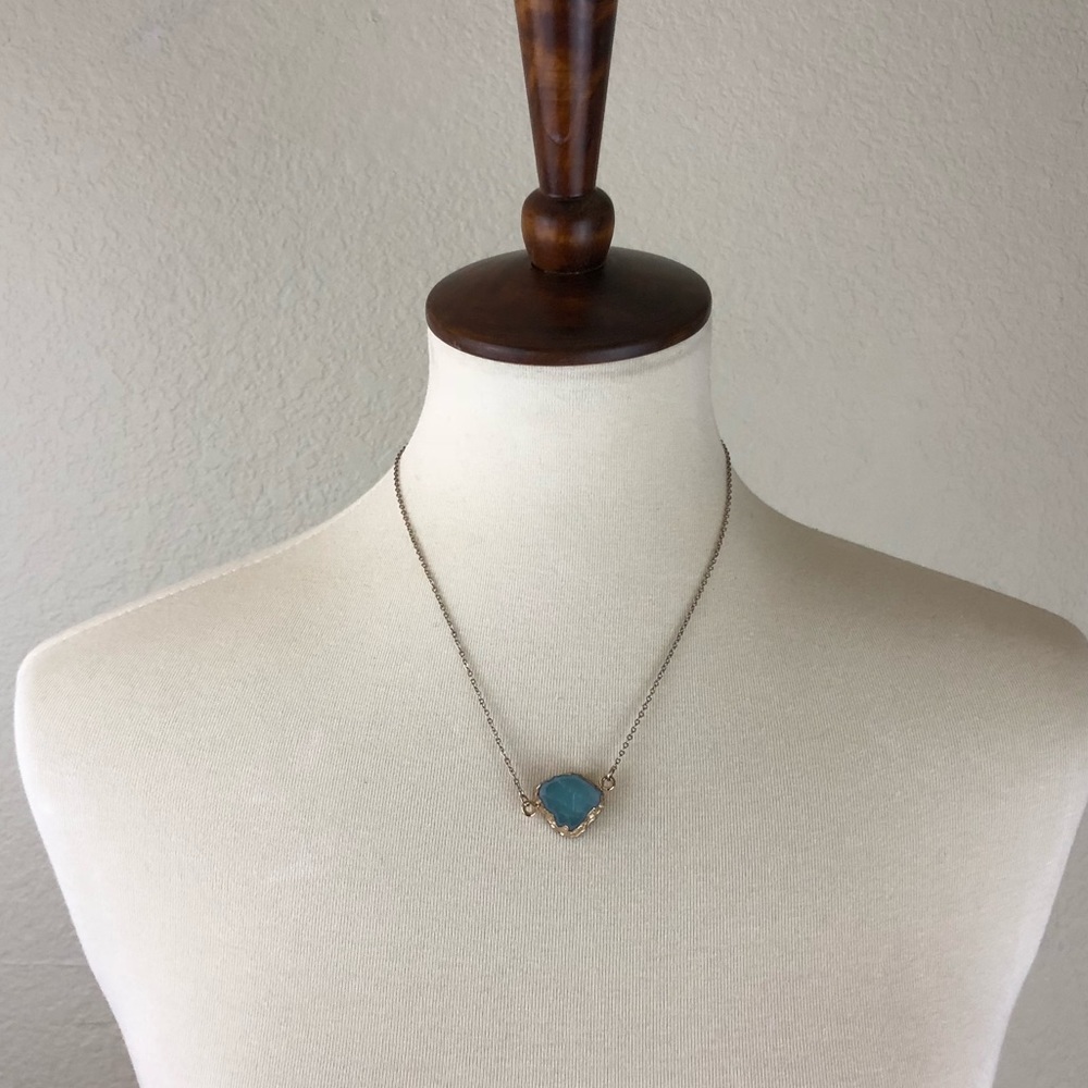 New Turquoise Stone Gold Dainty Pendant Necklace - Picture 3 of 6